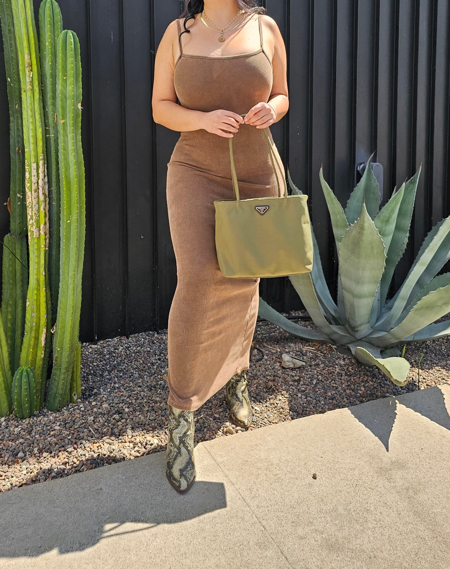 Vintage wash slip dress | Hazelnut