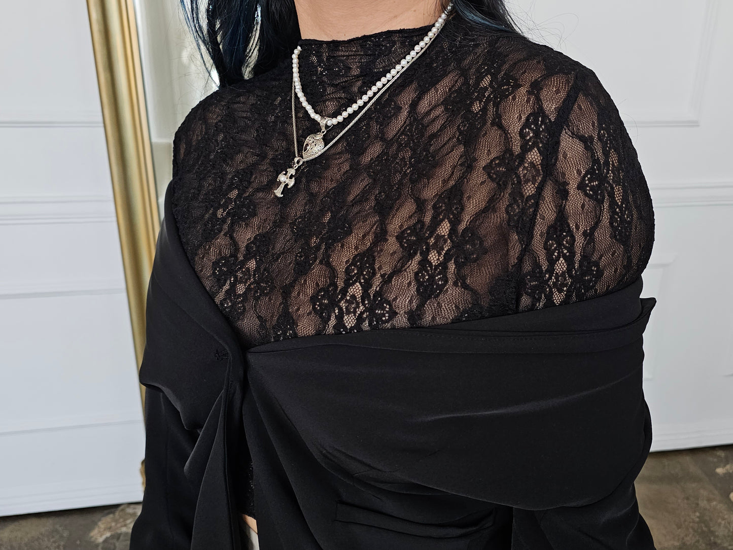 Roma lace top | black