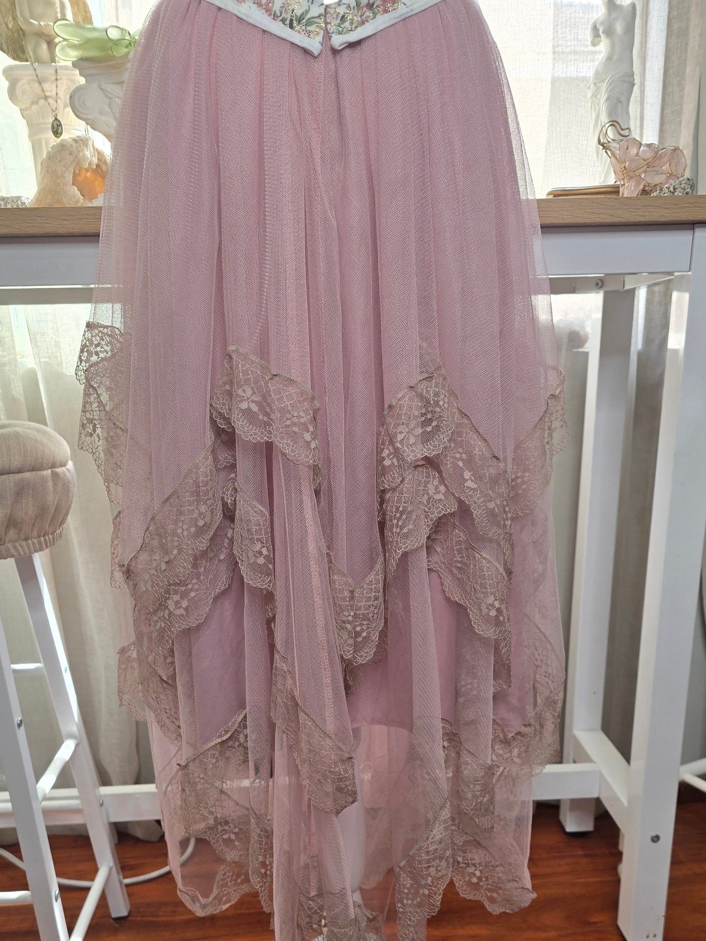 Rose lace trim skirt