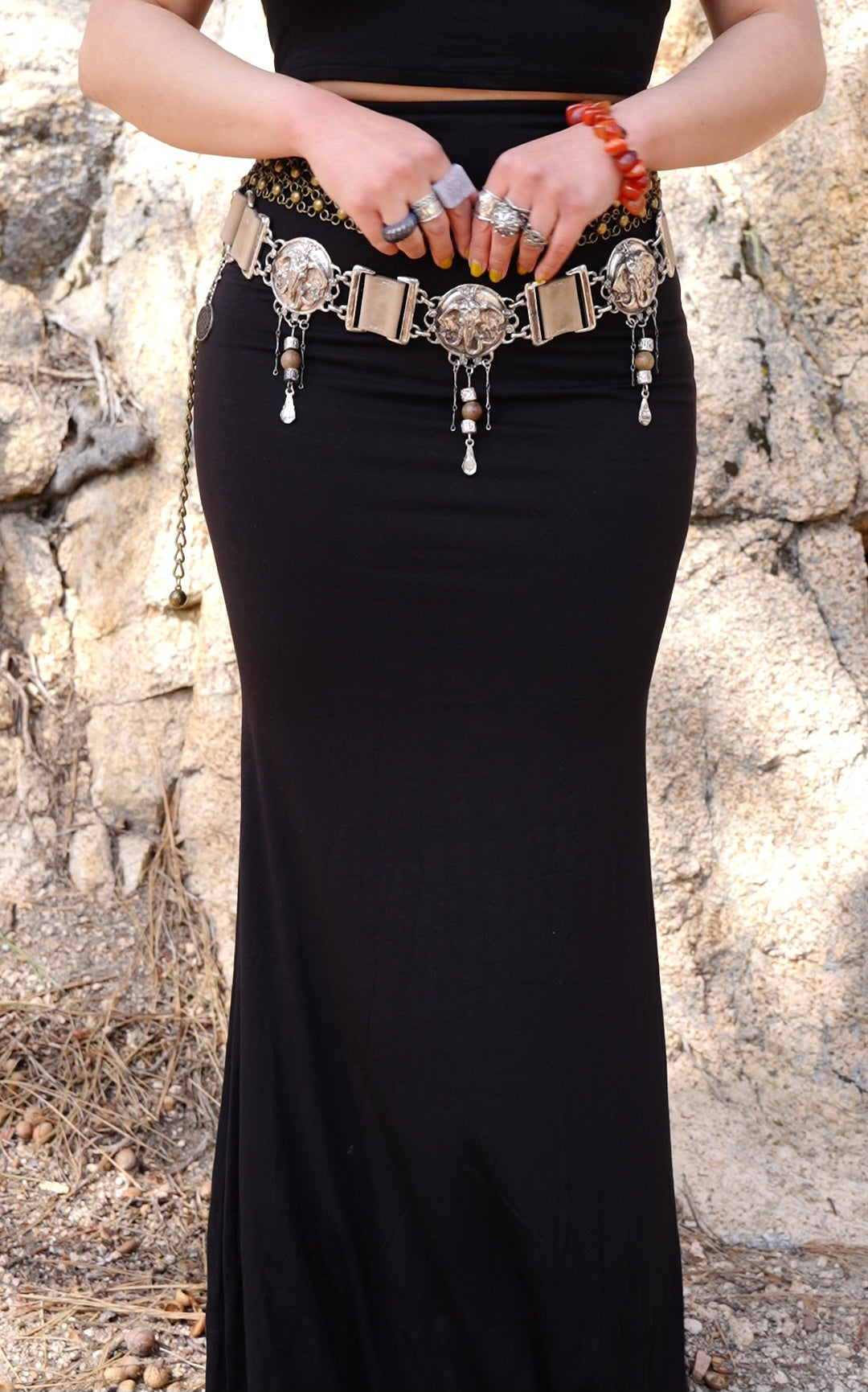 Black onyx long skirt set