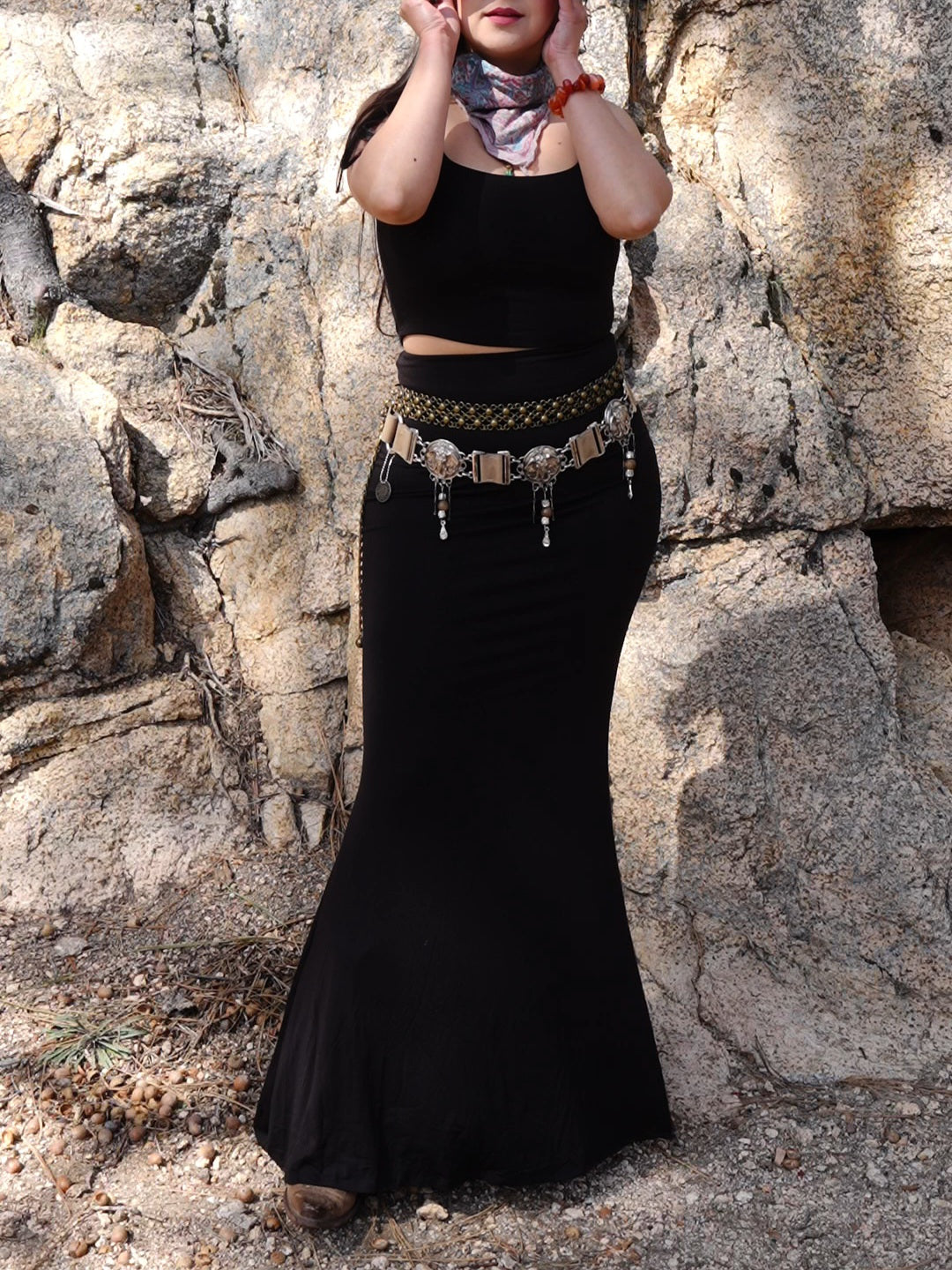 Black onyx long skirt set