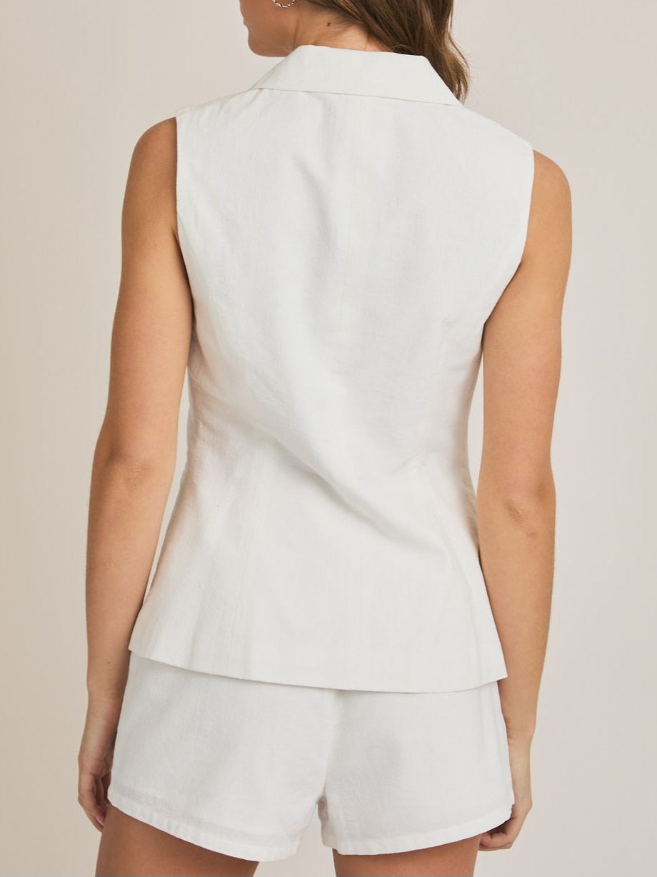 Cotton Front Tie Blazer Set
