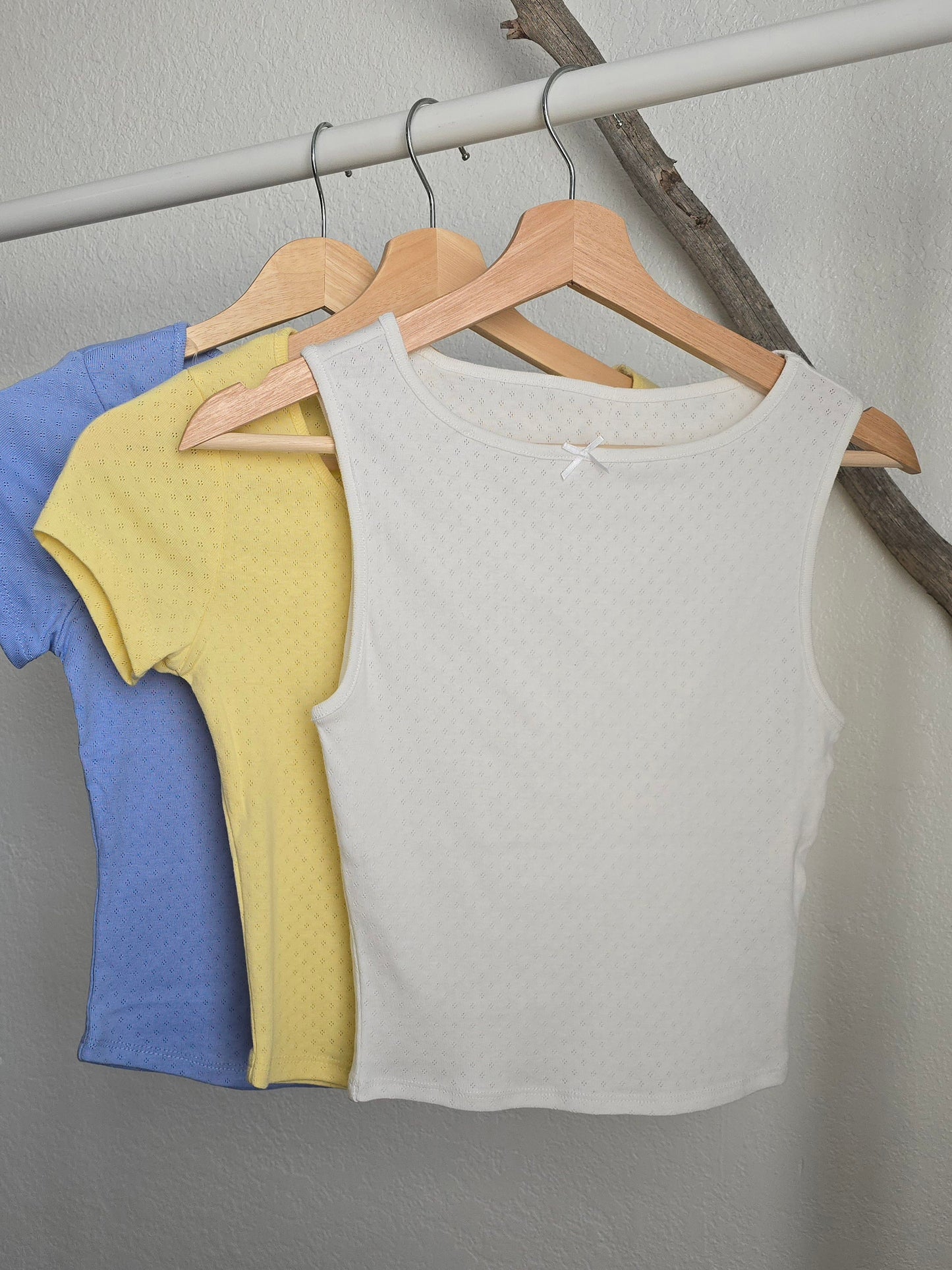 Cotton Pointelle Scoop Neck Top