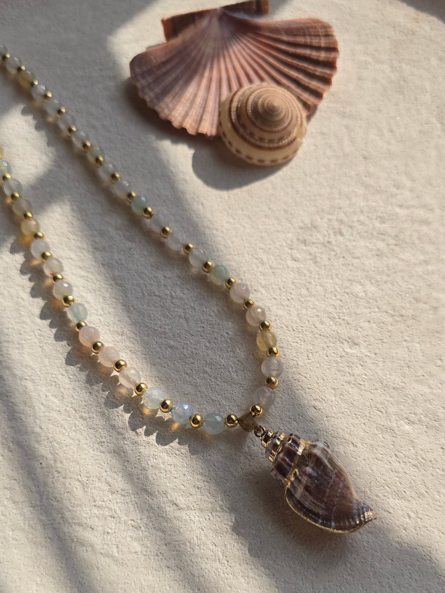 Spiral shell beaded sea necklace