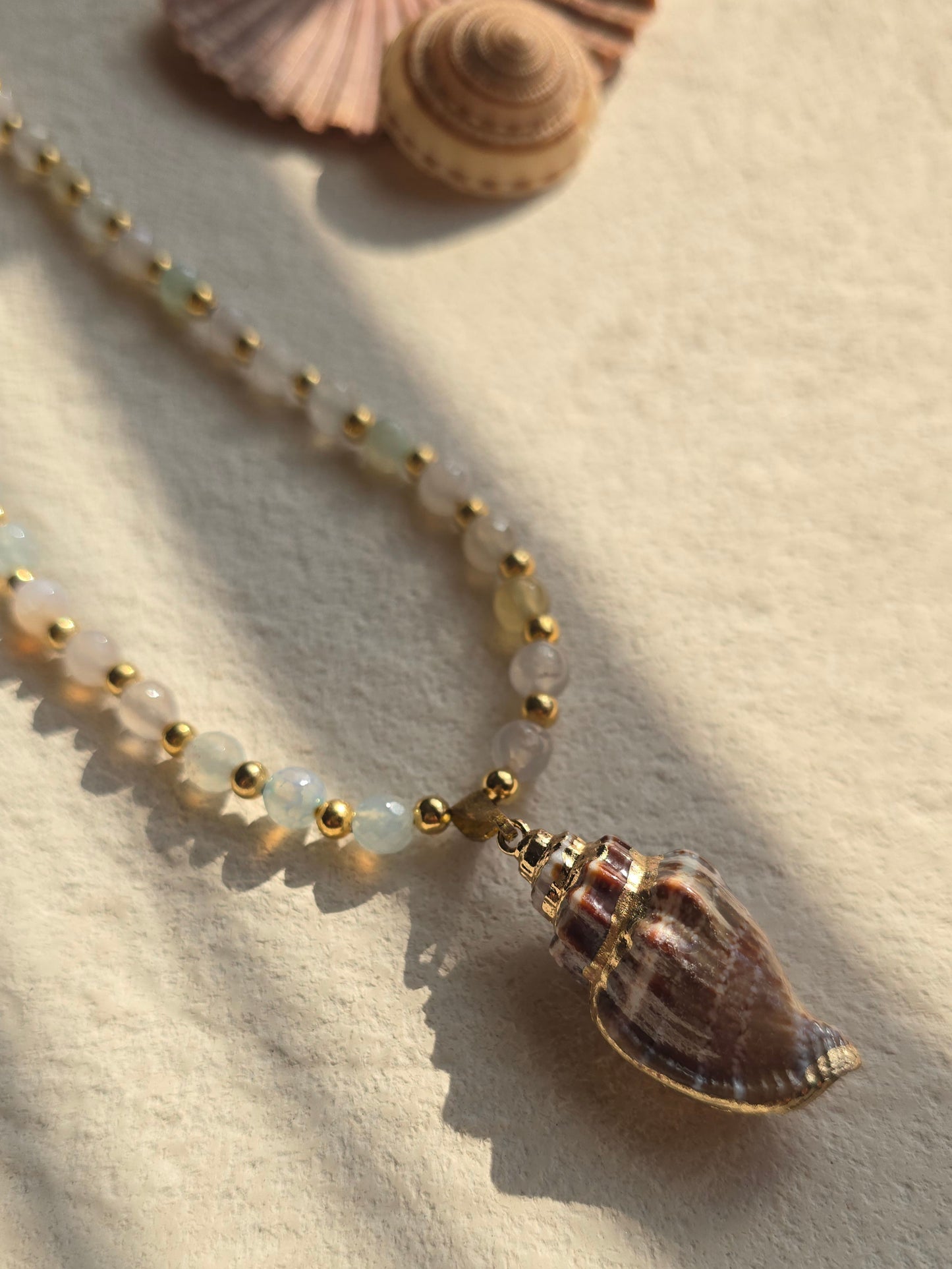 Spiral shell beaded sea necklace