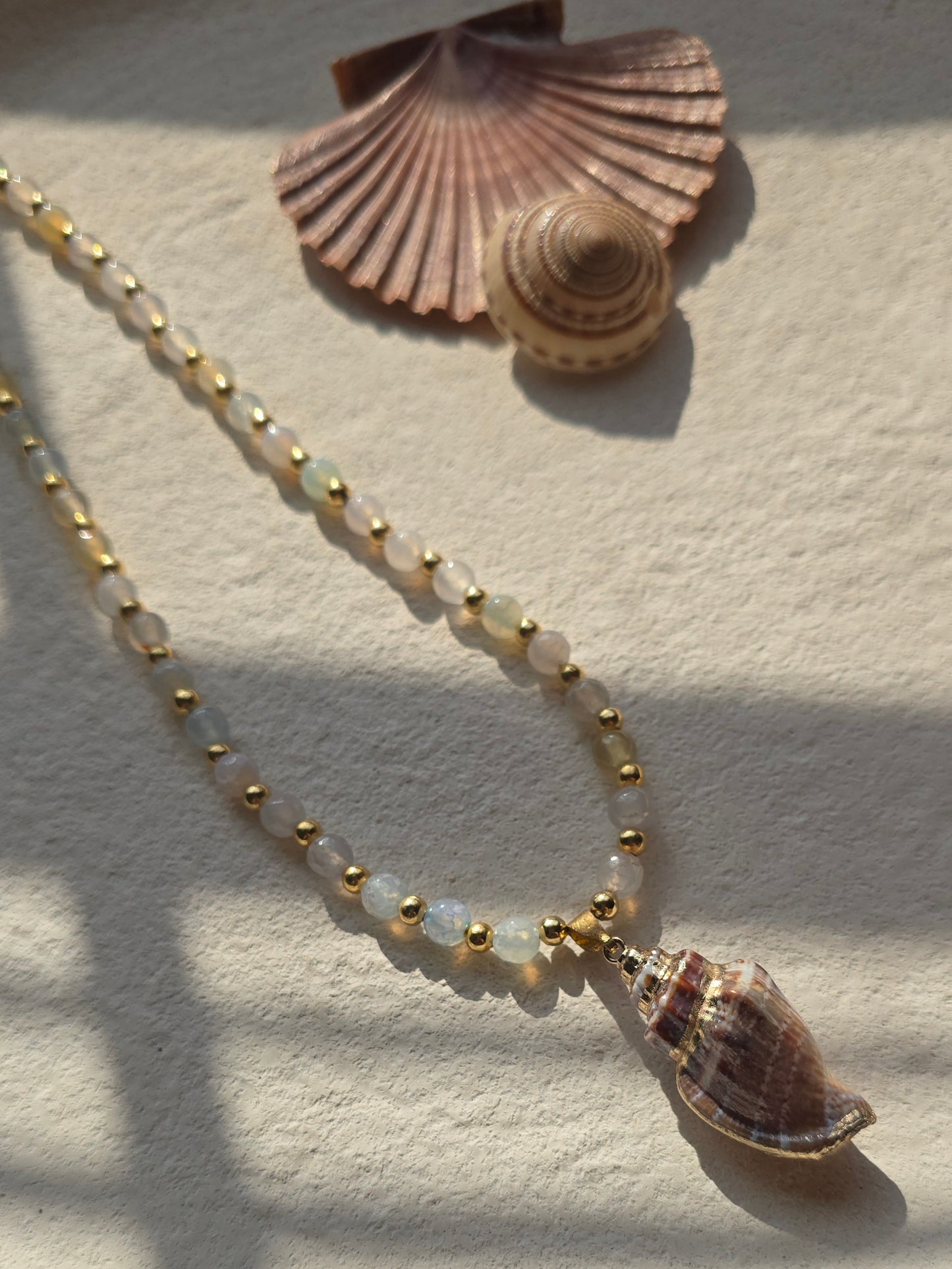 Spiral shell beaded sea necklace
