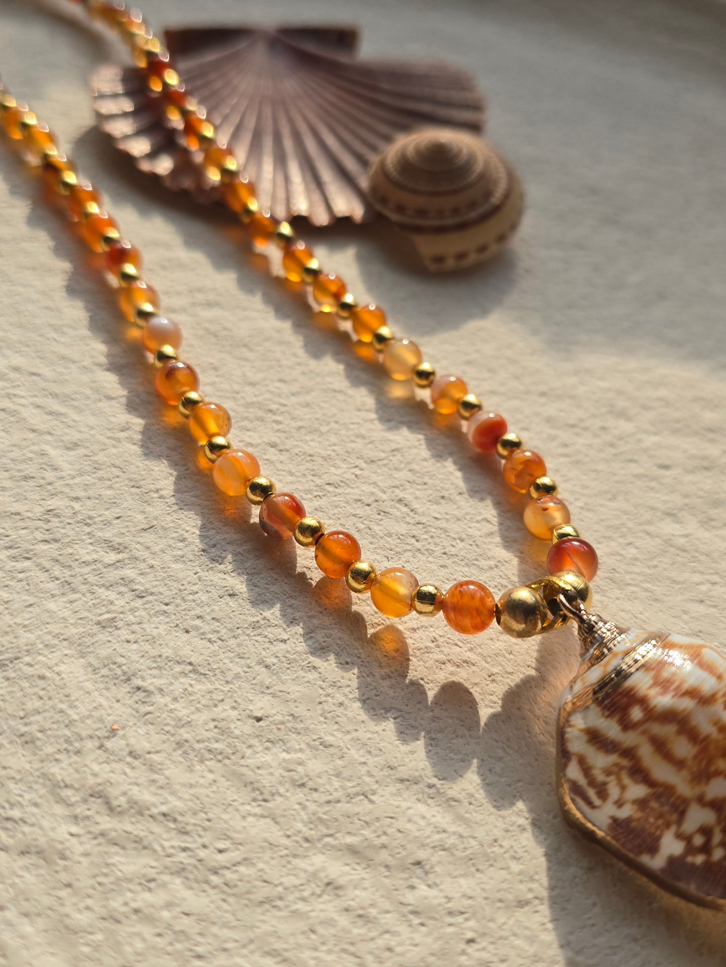 Carnelian Spiral shell sea necklace