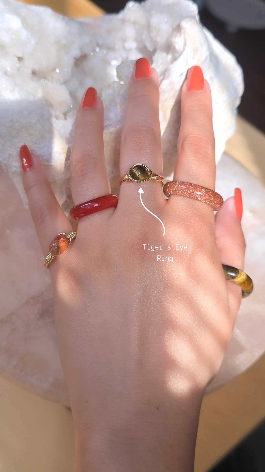 Tiger's eye gold plated ring