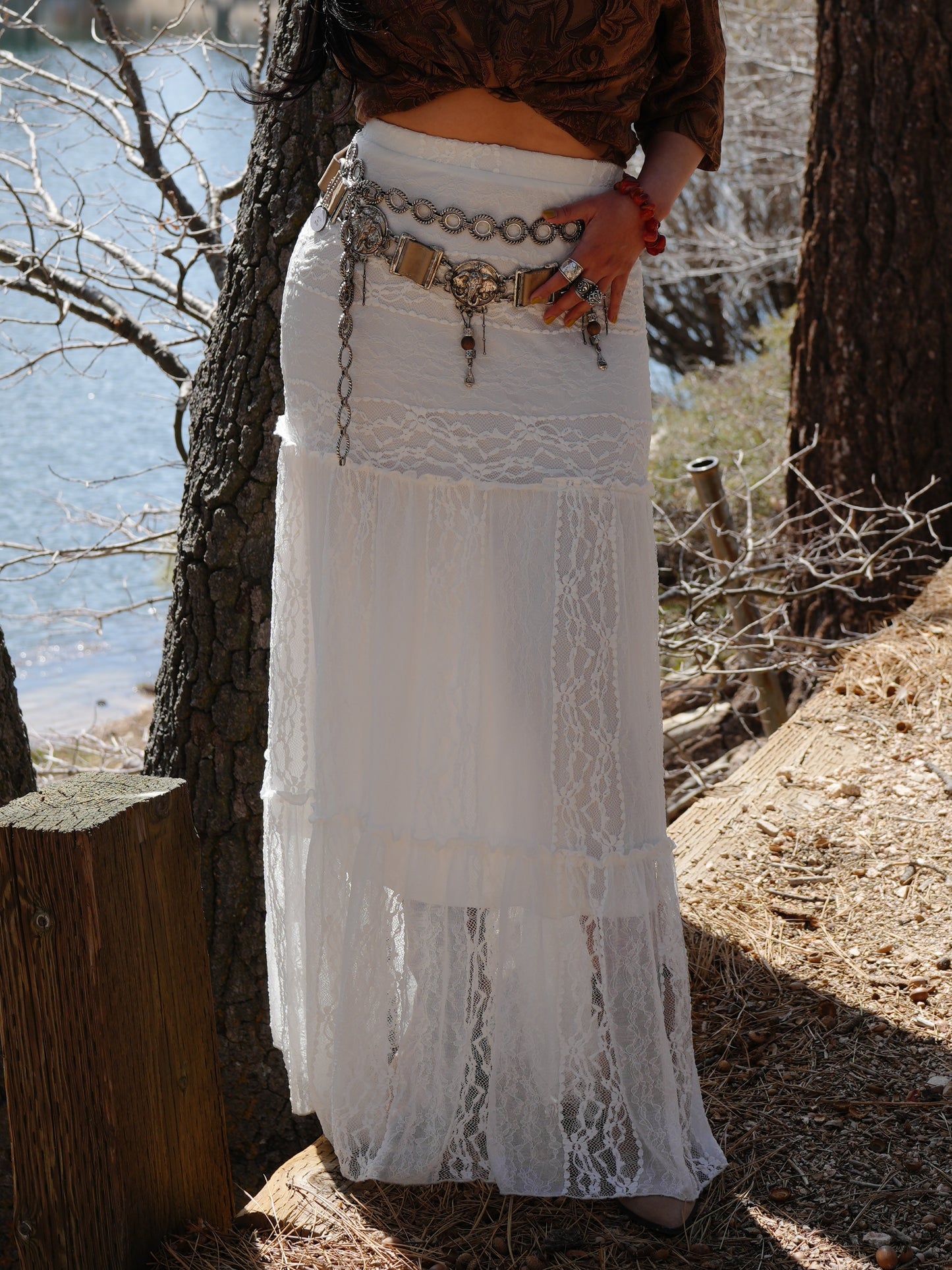 Desert lace maxi skirt
