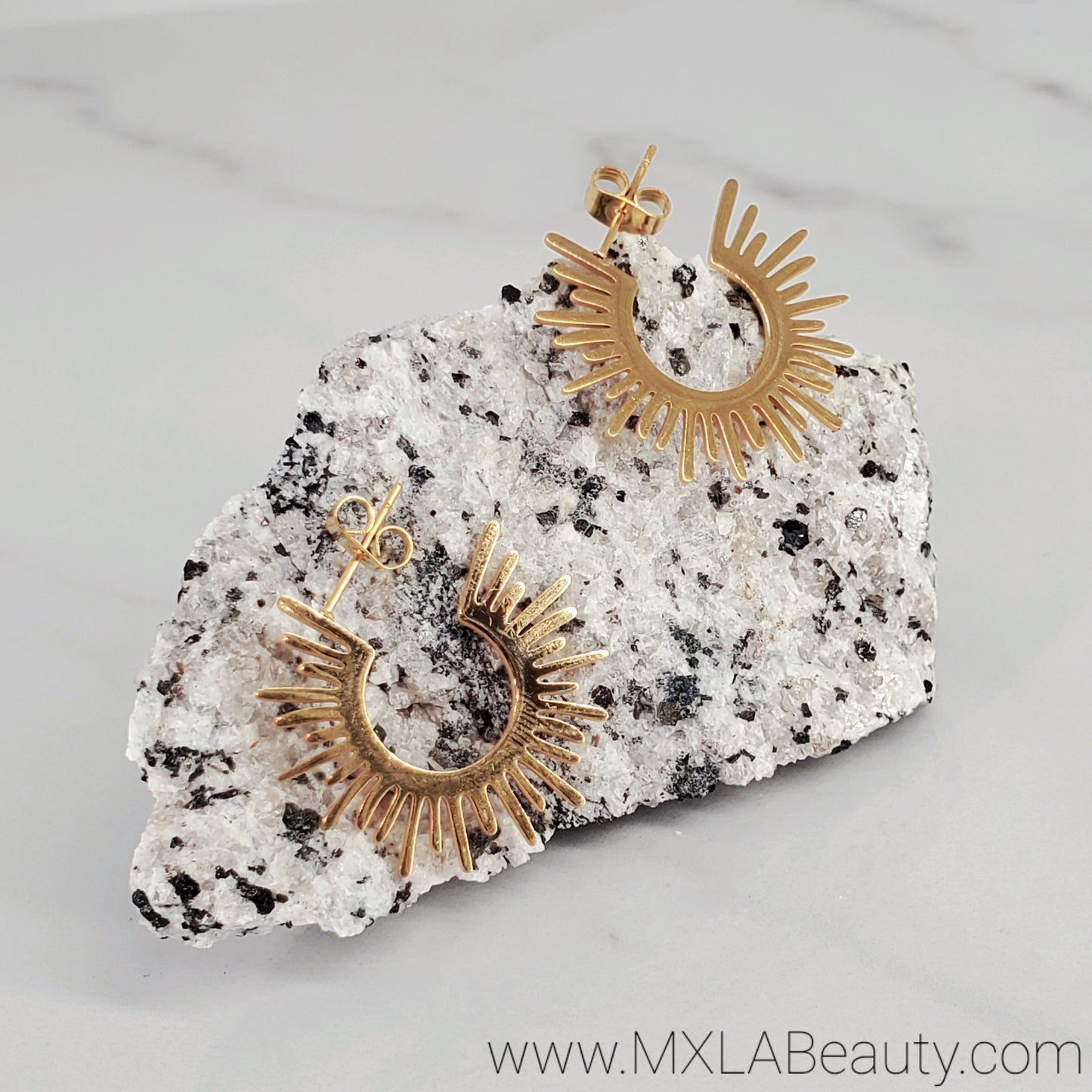 Sun Rays Gold Hoop Earrings