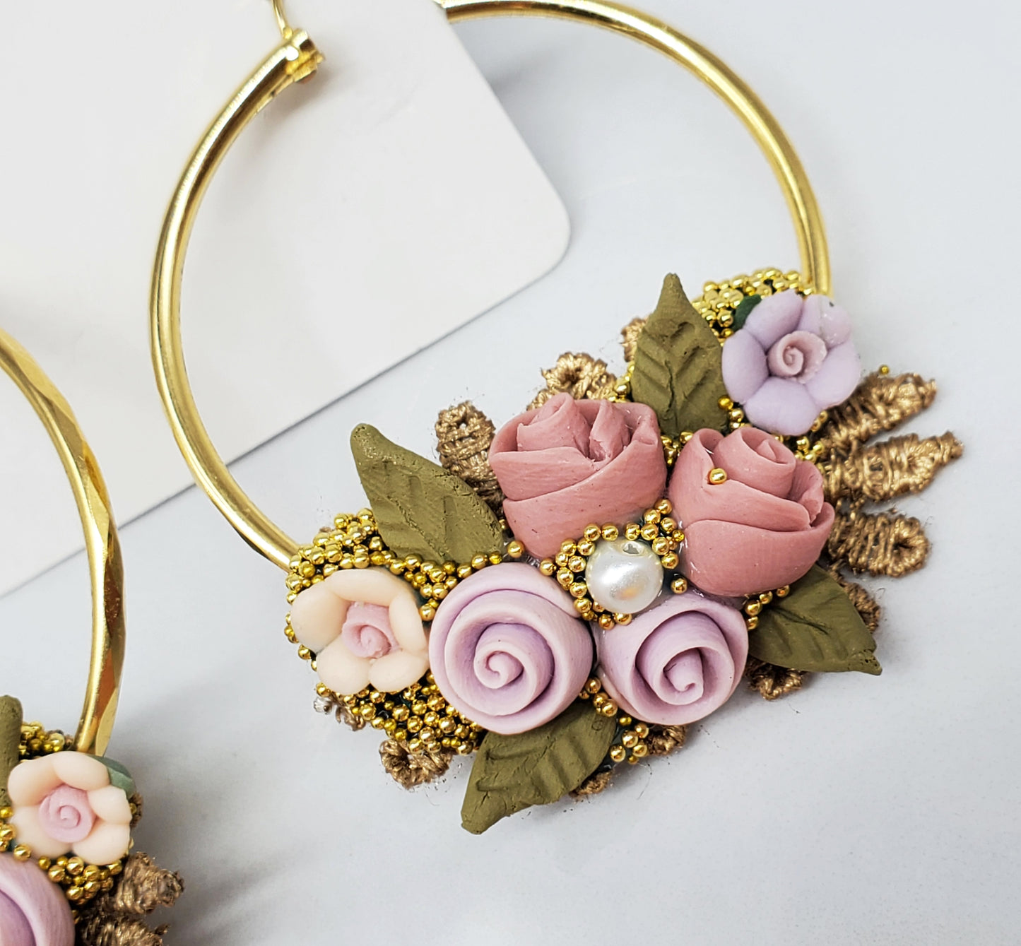 Flores de Frida - Gold Plated Hoops (Palo De Rosa)