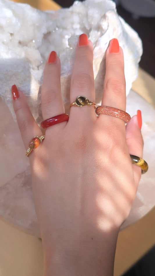 Tiger's eye gold plated ring