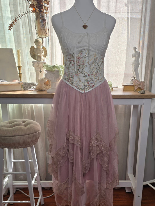 Rose lace trim skirt