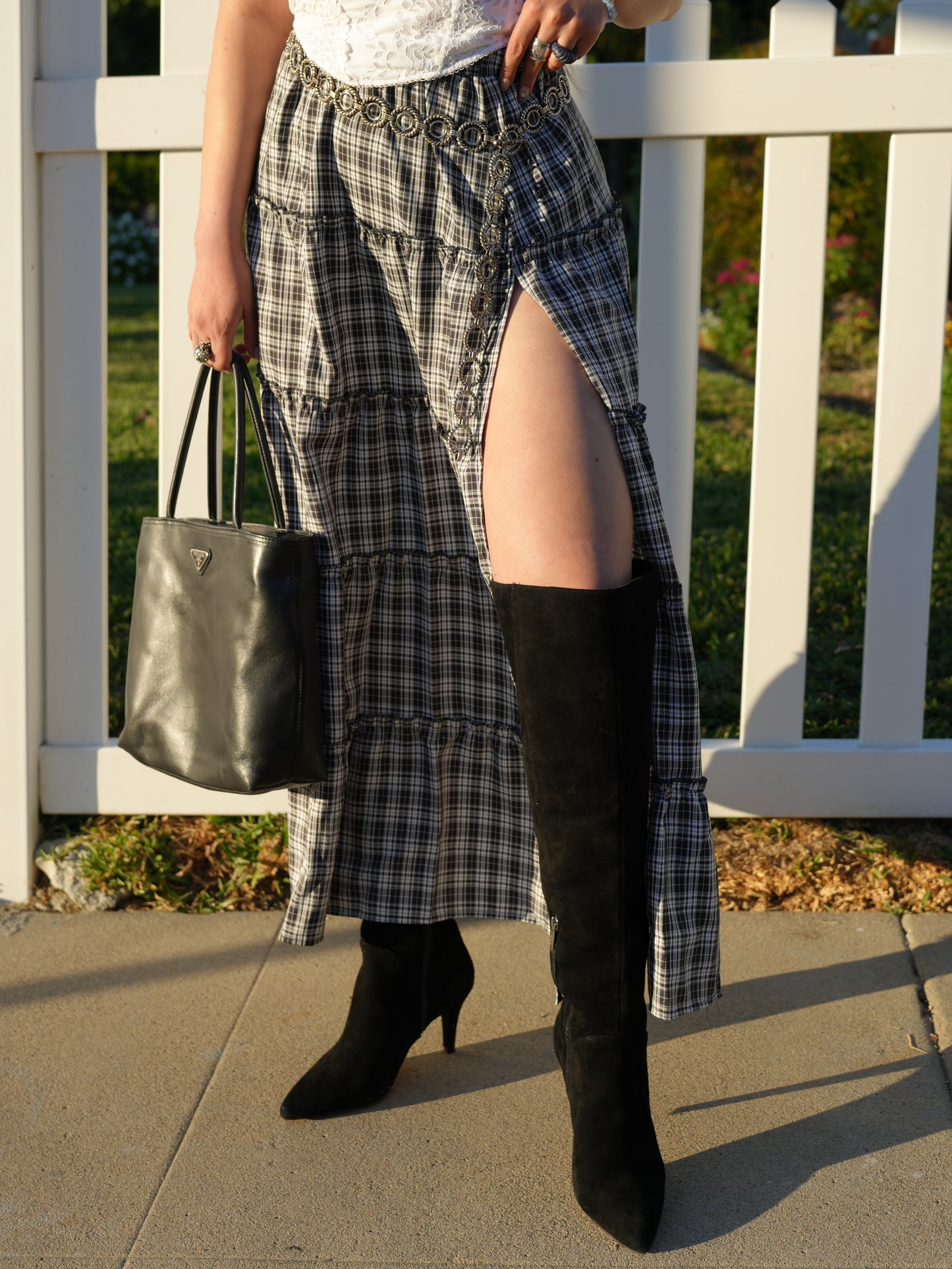 Plaid maxi skirt