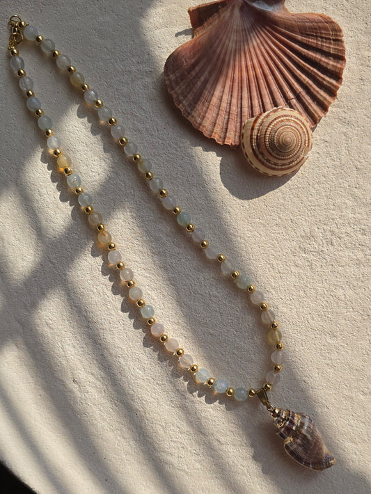 Spiral shell beaded sea necklace