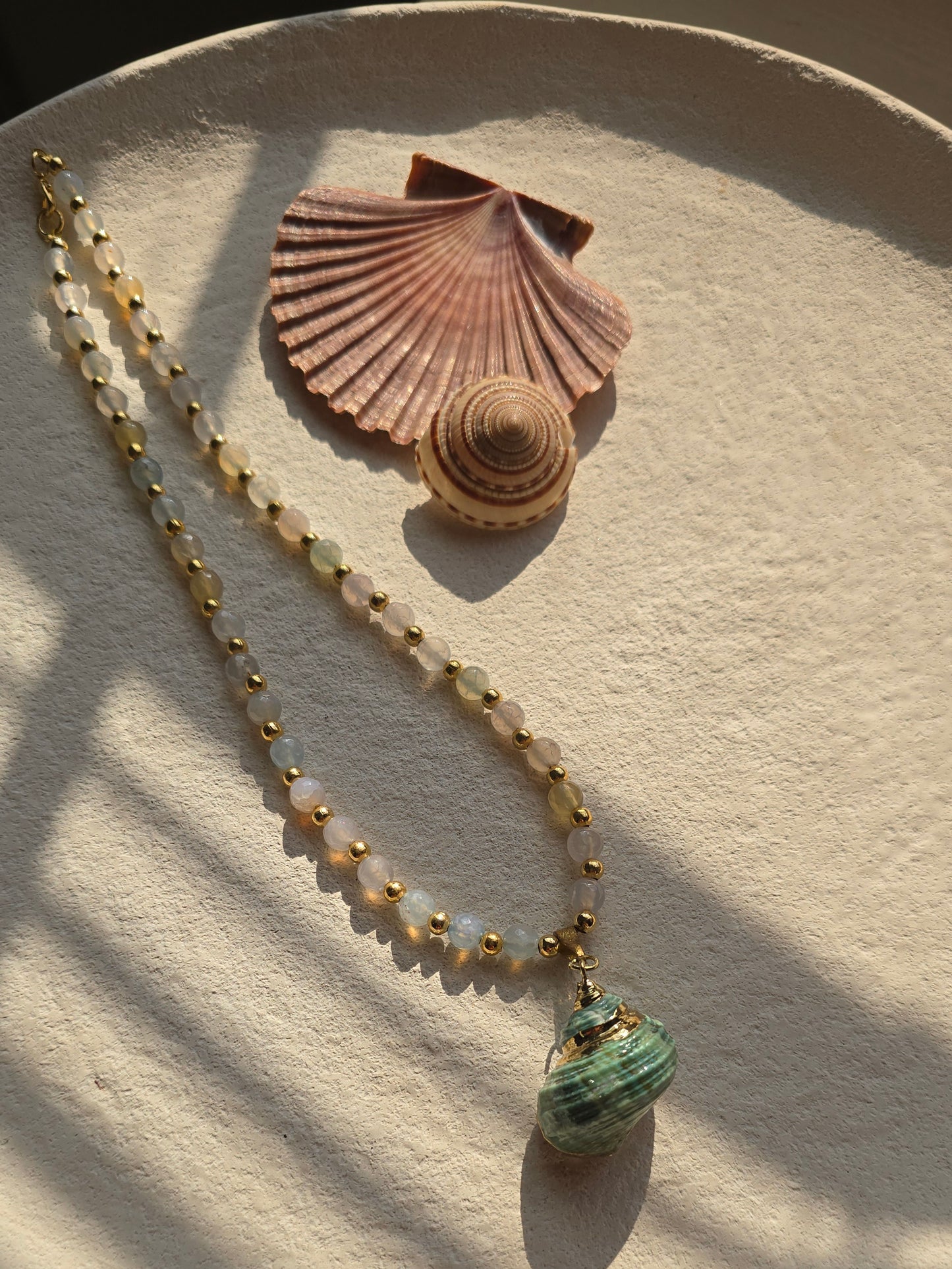 Jade Turbo beaded sea necklace