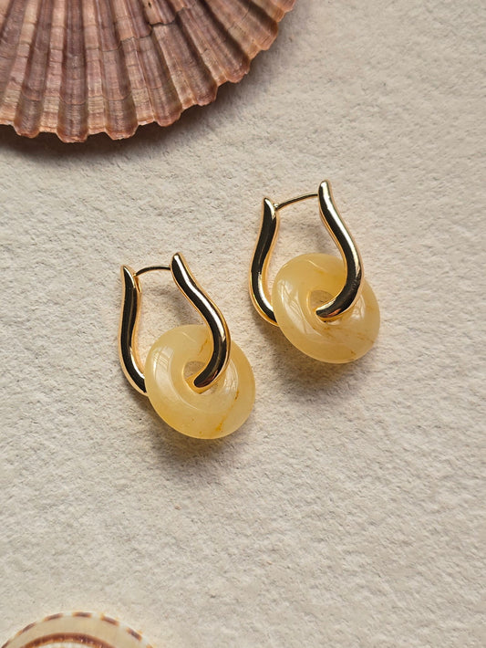 Yellow jade earrings